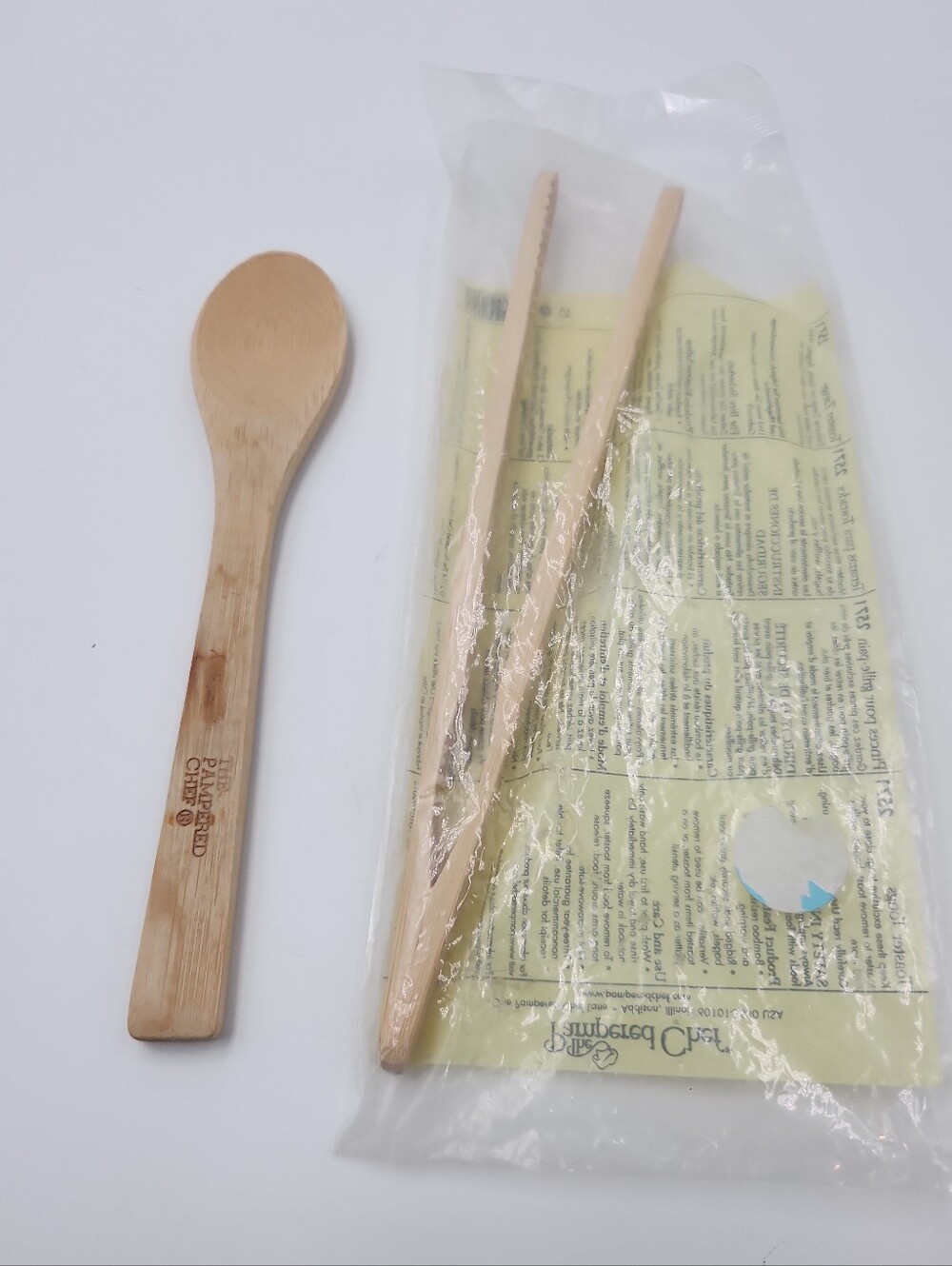 The Pampered Chef 7 Inch Bamboo Wooden Spoon And Tongs